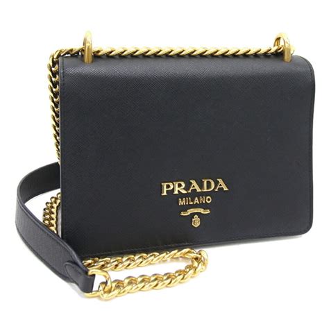 Prada Shoulder Bag 1BD133 Black Leather Chain Ladies PRADA